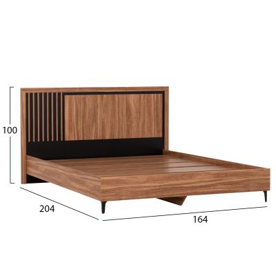 BEDROOM FURNITURE SET 6PCS HARRY HM10912.01 MELAMINE IN NATURAL WOOD & BLACK--FOR MATTRESS 160X200cm