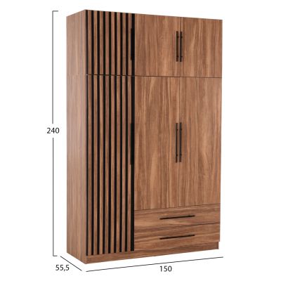 BEDROOM FURNITURE SET 5PCS HARRY HM10913.01 MELAMINE IN NATURAL WOOD & BLACK--FOR MATTRESS 160x200cm