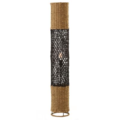 FLOOR STANDING LAMP HM4342 METAL-PAPER ROPE IN SAND BEIGE-BLACK Φ20Χ120Hcm.