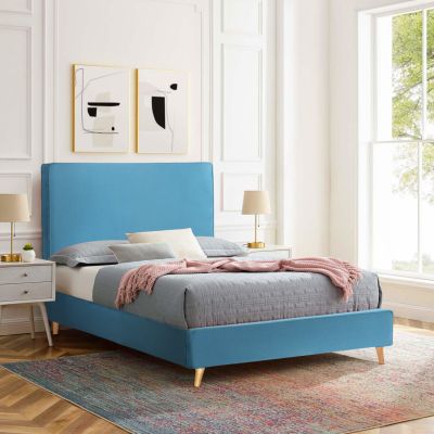 BED MAYLIN HM598.08 WITH BLUE-GREEN VELVET FOR MATTRESS 120x200cm.