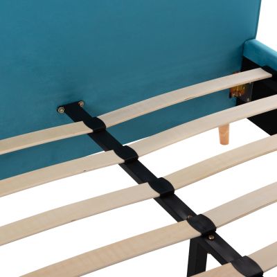 BED MAYLIN HM598.08 WITH BLUE-GREEN VELVET FOR MATTRESS 120x200cm.