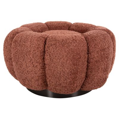 SET SWIVELLING ARMCHAIR WITH ROUND STOOL GRYMM HM10928.02 PINK BOUCLE FABRIC