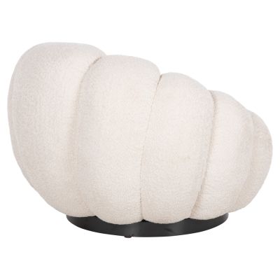 SET SWIVELLING ARMCHAIR WITH ROUND STOOL GRYMM HM10928.06 ECRU BOUCLE FABRIC