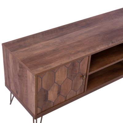 TV Furniture Philippa HM8674 in walnut color with gold 130x39,5x51 cm.