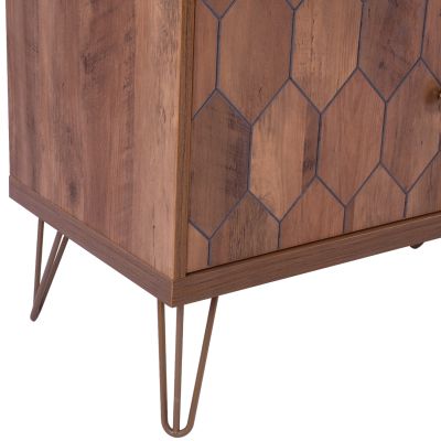 TV Furniture Philippa HM8674 in walnut color with gold 130x39,5x51 cm.