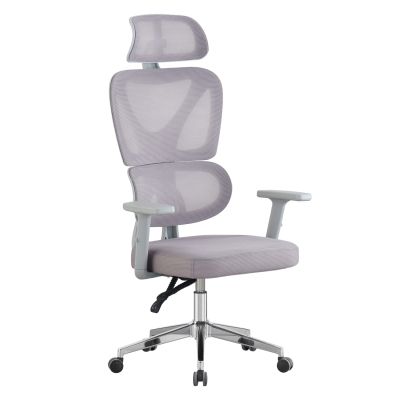 OFFICE CHAIR NOVAR HM1218.02 WHITE PP--LIGHT GREY MESH--CHROME BASE 51x49x129Hcm.