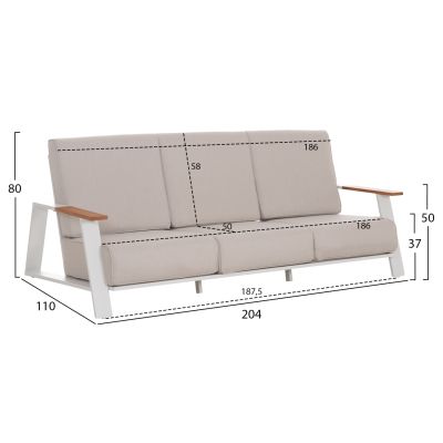 OUTDOOR LOUNGE SET 4PCS LAITH HM6551.02 ALUMINUM FRAMES & CUSHIONS IN CREAM WHITE