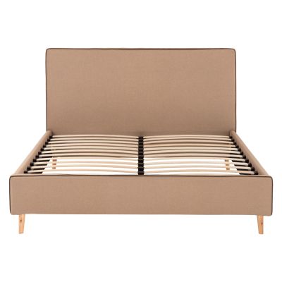 DOUBLE BED WITH MATTRESS INDRA HM10810.02 BEIGE FABRIC--FOR MATTRESS 160x200cm.