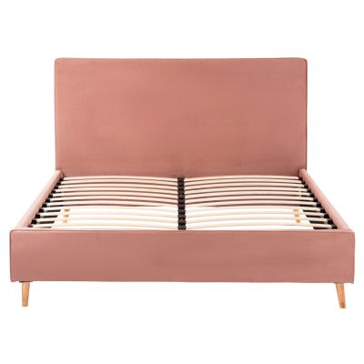 DOUBLE BED WITH MATTRESS INDRA HM10810.12 DUSTY PINK VELVET--FOR MATTRESS 160x200cm.