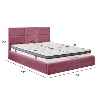 BED WITH MATTRESS & STORAGE SPACE BRILEY HM10807.02 DUSTY PINK VELVET--FOR MATTRESS 160x200cm.