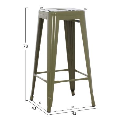 ΣΚΑΜΠΟ BAR ΜΕΤΑΛΛΙΚΟ MELITA ΣΕ ТЪМНО МАСЛИНОВО ЗЕЛЕНО HM8642.03 43x43x78 ек.
