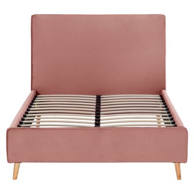 SEMI-DOUBLE BED WITH MATTRESS MAYLIN HM10758.01 DUSTY PINK VELVET--MATTRESS 120X200cm