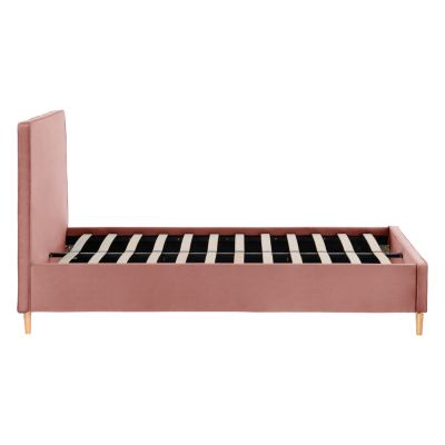 SEMI-DOUBLE BED WITH MATTRESS MAYLIN HM10758.01 DUSTY PINK VELVET--MATTRESS 120X200cm