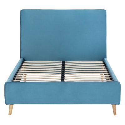 SEMI-DOUBLE BED WITH MATTRESS MAYLIN HM10758.02 TURQUOISE VELVET--MATTRESS 120X200cm