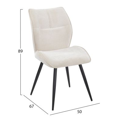 DINING CHAIR GAFF HM18425.02 BEIGE FABRIC-METAL BLACK LEGS 50x67x89Hcm.