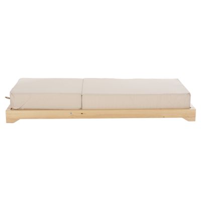 BEACH LOUNGER LOW IKARIA HM10623.02 PINE WOOD IN NATURAL COLOR-BEIGE TEXTILENE-CUSHION 20cm THICK