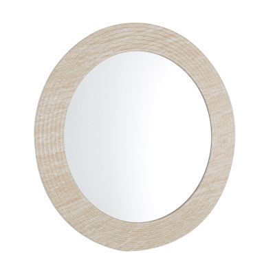 WALL ROUND MIRROR FONTE HM4880 MDF WITH PVC FRAME IN TRAVERTINE COLOR SCHEME Φ80cm