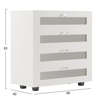 CHEST OF DRAWERS THORGAN HM9880.03 MELAMINE IN WHITE-4 DRAWERS 80Χ40Χ83Hcm.