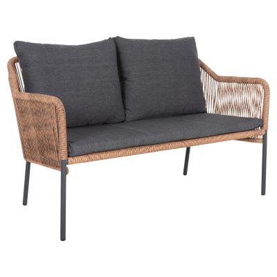 OUTDOOR 2-SEATER SOFA BAFFIN HM6054.03 ALUMINUM ANTHRACITE-PE RATTAN BEIGE-ANTHRACITE CUSHIONS