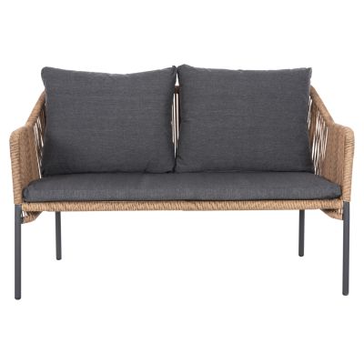 OUTDOOR 2-SEATER SOFA BAFFIN HM6054.03 ALUMINUM ANTHRACITE-PE RATTAN BEIGE-ANTHRACITE CUSHIONS