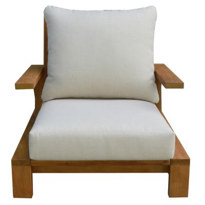 LOUNGE CHAIR MIREX HM6641 ACACIA WOOD IN NATURAL--CUSHIONS IN ECRU 81x96x68Hcm.