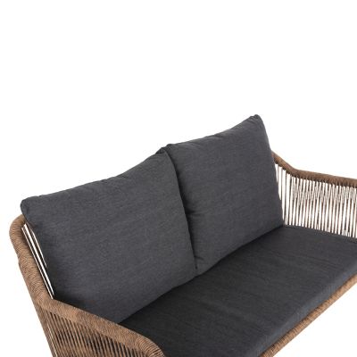 OUTDOOR 2-SEATER SOFA BAFFIN HM6054.03 ALUMINUM ANTHRACITE-PE RATTAN BEIGE-ANTHRACITE CUSHIONS