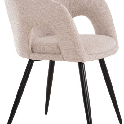 DINING CHAIR CORNEL HM18431.02 BEIGE FABRIC--BLACK METAL LEGS 59x56x79Hcm.