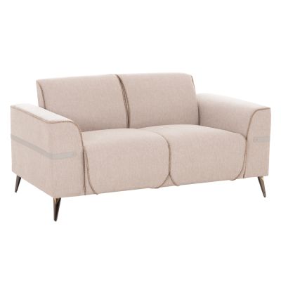 SOFA SET 2PCS FERIN HM6070.12 ECRU FABRIC WITH METAL LEGS