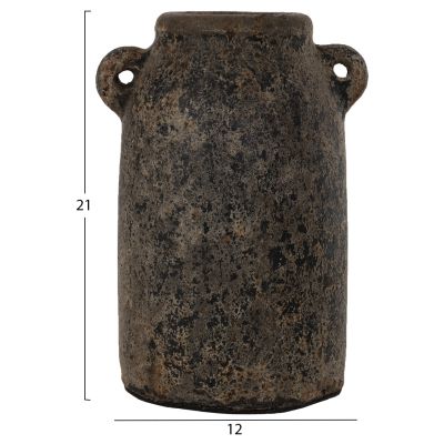 DECOR VASES 3PCS HM7710 ANTIQUE GREY TERRACOTTA