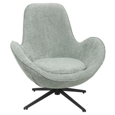 ARMCHAIR SWIVEL BRYNN HM9594.05 PEA GREEN BOUCLE FABRIC-BLACK METAL BASE 86x76x87Hcm.