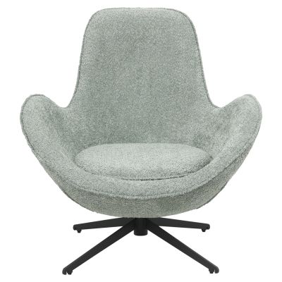 ARMCHAIR SWIVEL BRYNN HM9594.05 PEA GREEN BOUCLE FABRIC-BLACK METAL BASE 86x76x87Hcm.