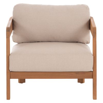 OUTDOOR LOUNGE CHAIR SOLARA HM6513 ACACIA WOOD IN NATURAL--CUSHIONS IN ECRU 75x70x75Hcm.