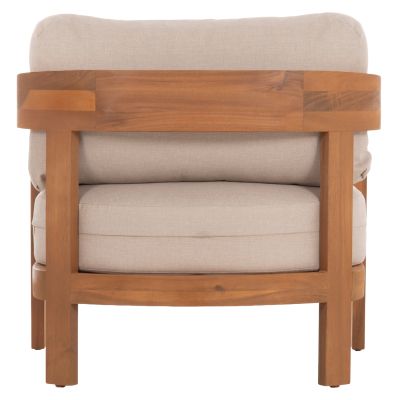 OUTDOOR LOUNGE CHAIR SOLARA HM6513 ACACIA WOOD IN NATURAL--CUSHIONS IN ECRU 75x70x75Hcm.