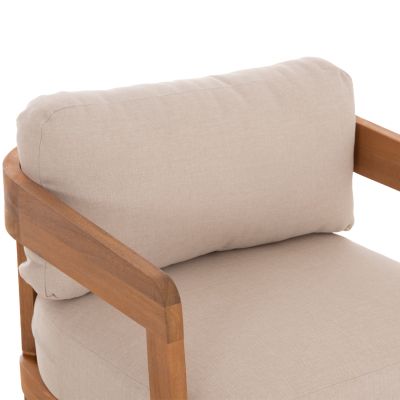 OUTDOOR LOUNGE CHAIR SOLARA HM6513 ACACIA WOOD IN NATURAL--CUSHIONS IN ECRU 75x70x75Hcm.