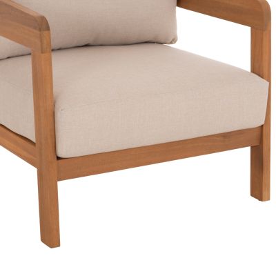 OUTDOOR LOUNGE CHAIR SOLARA HM6513 ACACIA WOOD IN NATURAL--CUSHIONS IN ECRU 75x70x75Hcm.