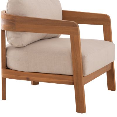 OUTDOOR LOUNGE CHAIR SOLARA HM6513 ACACIA WOOD IN NATURAL--CUSHIONS IN ECRU 75x70x75Hcm.