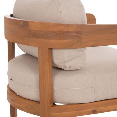 OUTDOOR LOUNGE CHAIR SOLARA HM6513 ACACIA WOOD IN NATURAL--CUSHIONS IN ECRU 75x70x75Hcm.