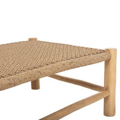 COFFEE TABLE LONDER HM5985 TEAK WOOD-SYNTHETIC RATTAN-NATURAL 119x79.5x41Hm.