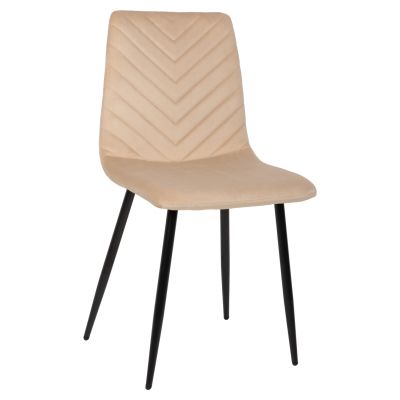 ТРАПЕЗЕН СТОЛ LATRELL HM8587.05 ЕКРЮ КАДИФЕ И ЧЕРНИ МЕТАЛНИ КРАКА 43x54x88Hcm.