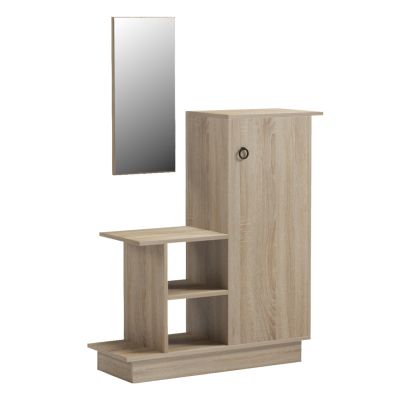 ENTRANCE FURNITURE WITH WALL MIRROR SONG HM18379.01 MELAMINE IN SONAMA 80x30x90Hcm
