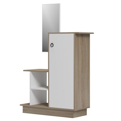 ENTRANCE FURNITURE WITH WALL MIRROR SONG HM18379.11 MELAMINE IN SONAMA/WHITE 80x30x90Hcm