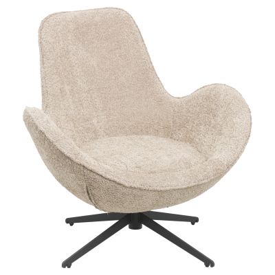 ARMCHAIR SWIVEL BRYNN HM9594.07 BEIGE BOUCLE FABRIC-BLACK METAL BASE 86x76x87Hcm.