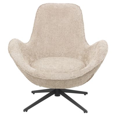 ARMCHAIR SWIVEL BRYNN HM9594.07 BEIGE BOUCLE FABRIC-BLACK METAL BASE 86x76x87Hcm.