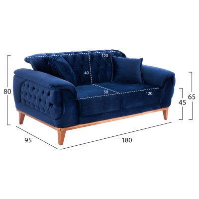 HM3250.18 BENNINGTON, 2-SEATER SOFA-BED, BLUE