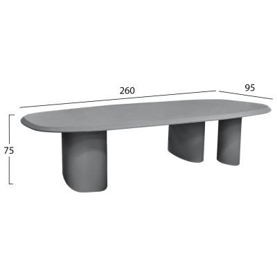 ТРАПЕЗАРНА МАСА OVAL GLEN -СИВО 260x95x75Всм