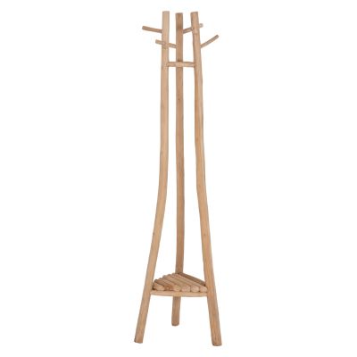 FLOOR STANDING HANGER TRIDEM HM4881 TEAK WOOD IN NATURAL 52x52x200Hcm.