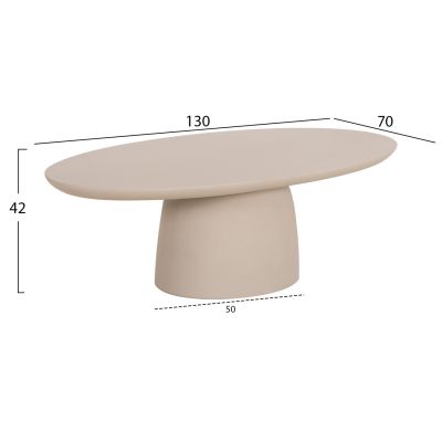 COFFEE TABLE OVAL BRECCAN HM6594.02 BEIGE FIBER CEMENT 130x70x42Hcm.