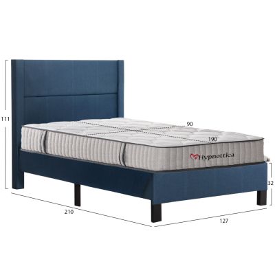 SEMI-DOUBLE BED WITH MATTRESS TRILLOP HM10757.02 BLUE FABRIC--FOR 120X200cm.