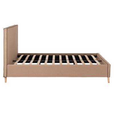 DOUBLE BED WITH MATTRESS INDRA HM10769.02 BEIGE FABRIC--FOR MATTRESS 160x200cm.