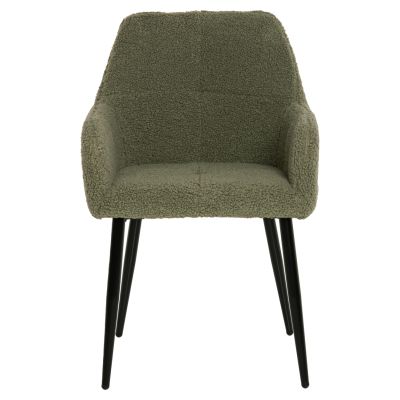 ARMCHAIR SHELLY HM8591.03 TEDDY FABRIC IN PISTACHIO GREEN-BLACK METAL LEGS 57x55x87Hcm.